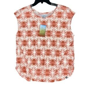 Ocean Coast M Sleeveless Top Orange Print Tank Casual Summer‎ Style NWT